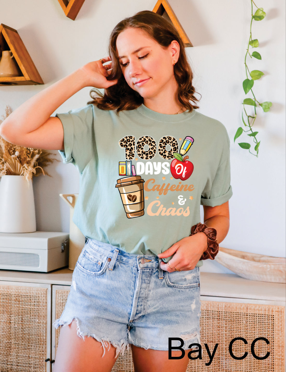 100 Days cheetah coffee - comfort colors Bay