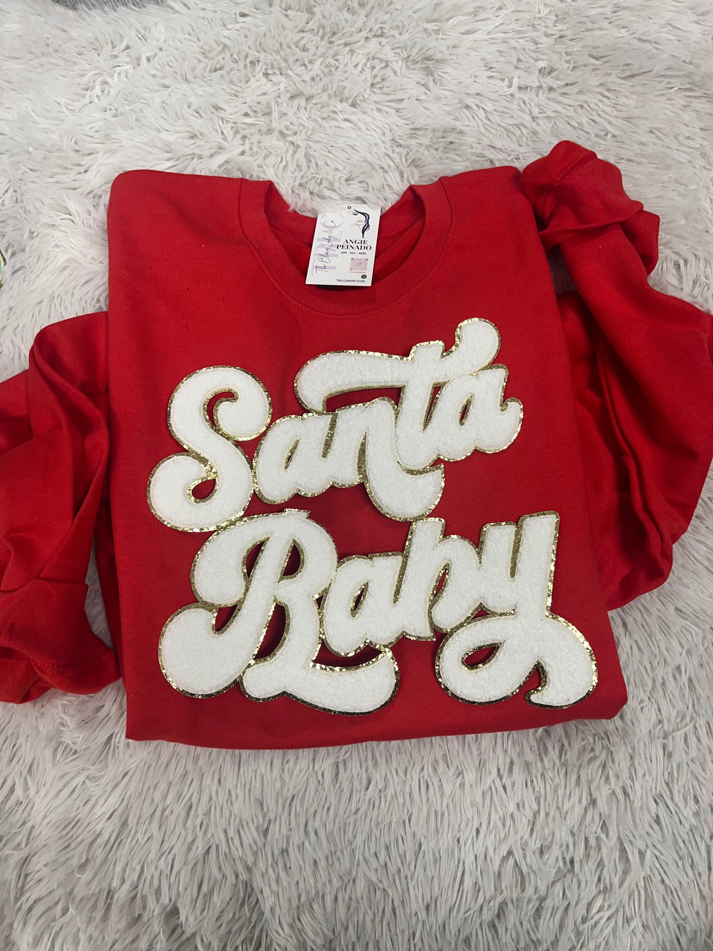 Santa Baby red w/ white Patch Sweatshirt