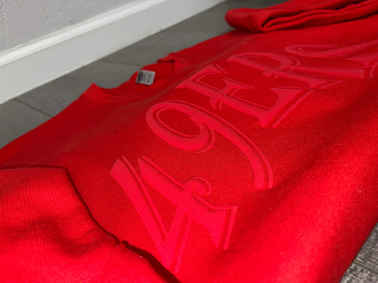 RED puff sweatshirt