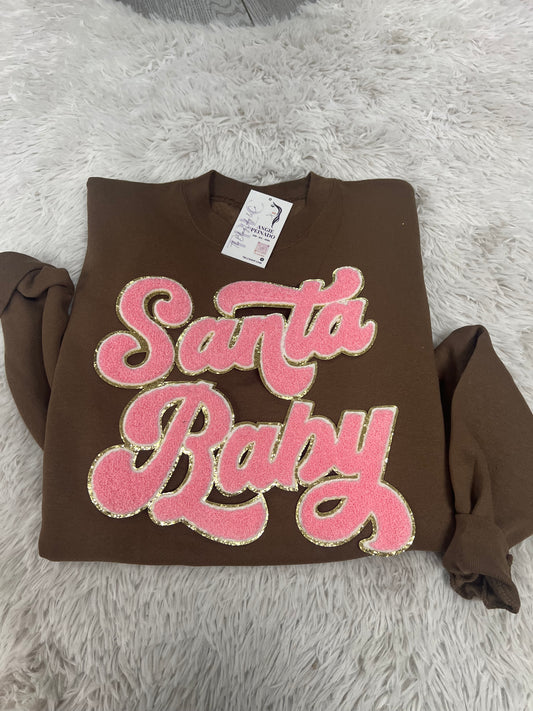 Santa Baby pink Patch Sweatshirt