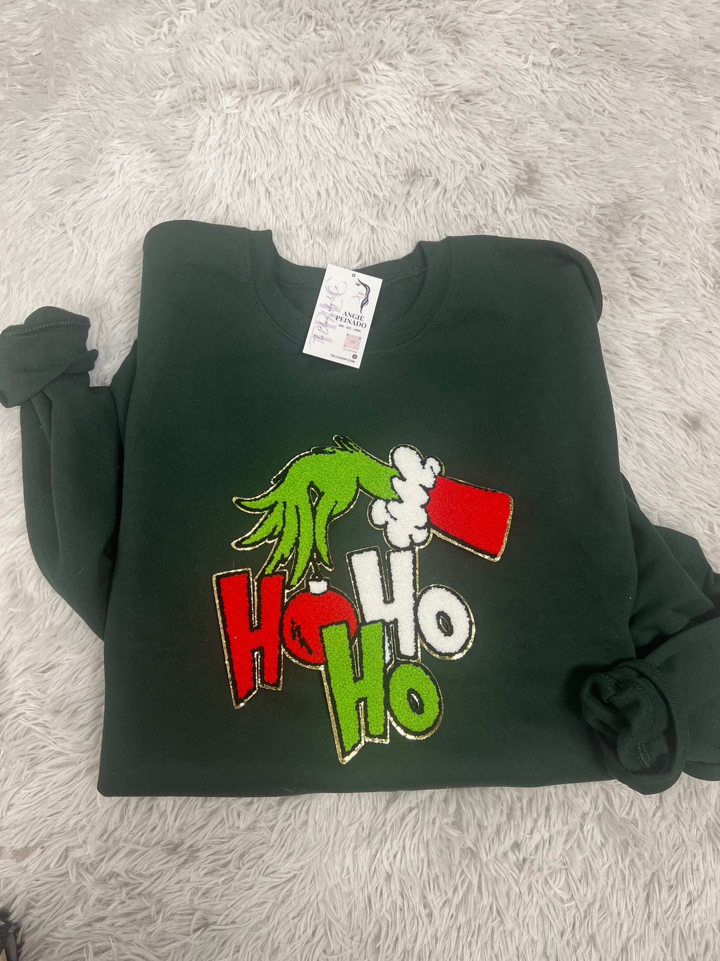 Ho Ho Ho patch-dark green sweatshirt
