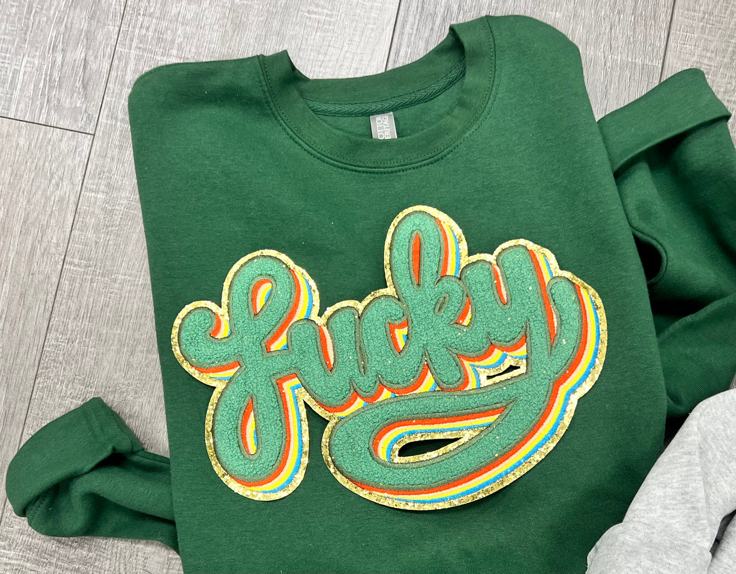 Lucky Multi colored Chenille Patch sweatshirt