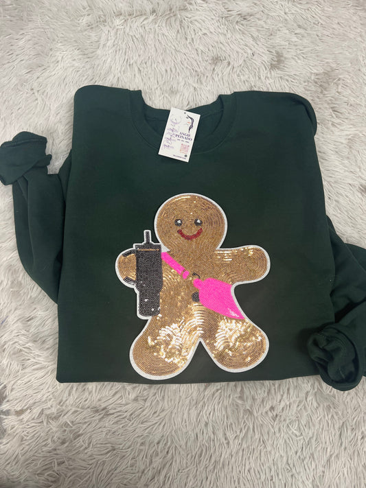 Gingerbread boujee sequence patch-dark green sweatshirt