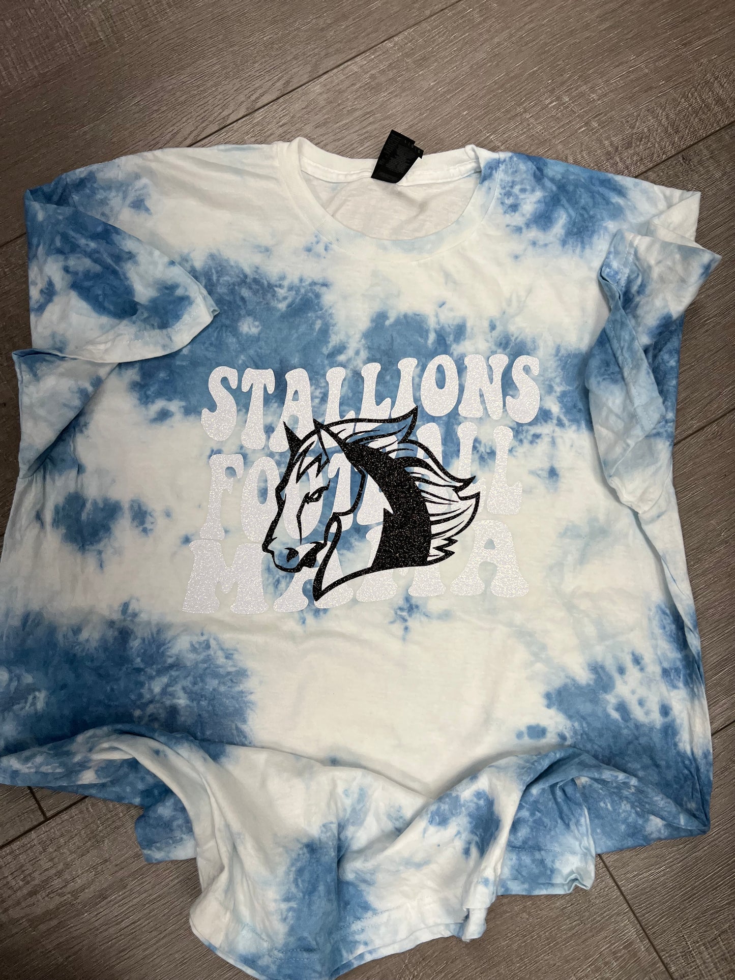 MH STALLIONS FOOTBALL MAMA GLITTER TIE DYE