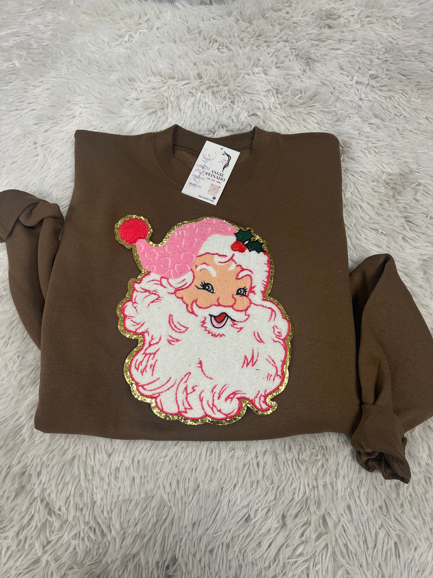 Santa Face Patch pink hat