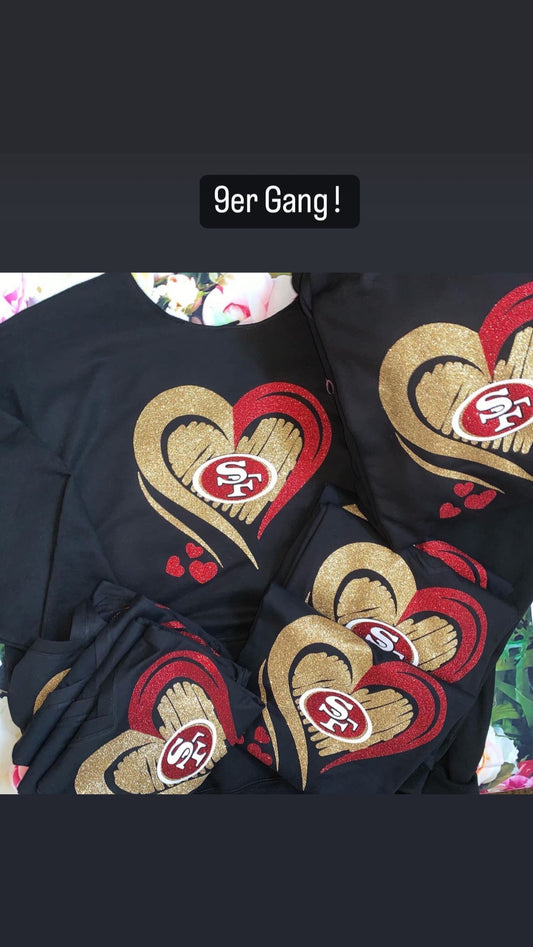 Heart SF glitter bling sweatshirt