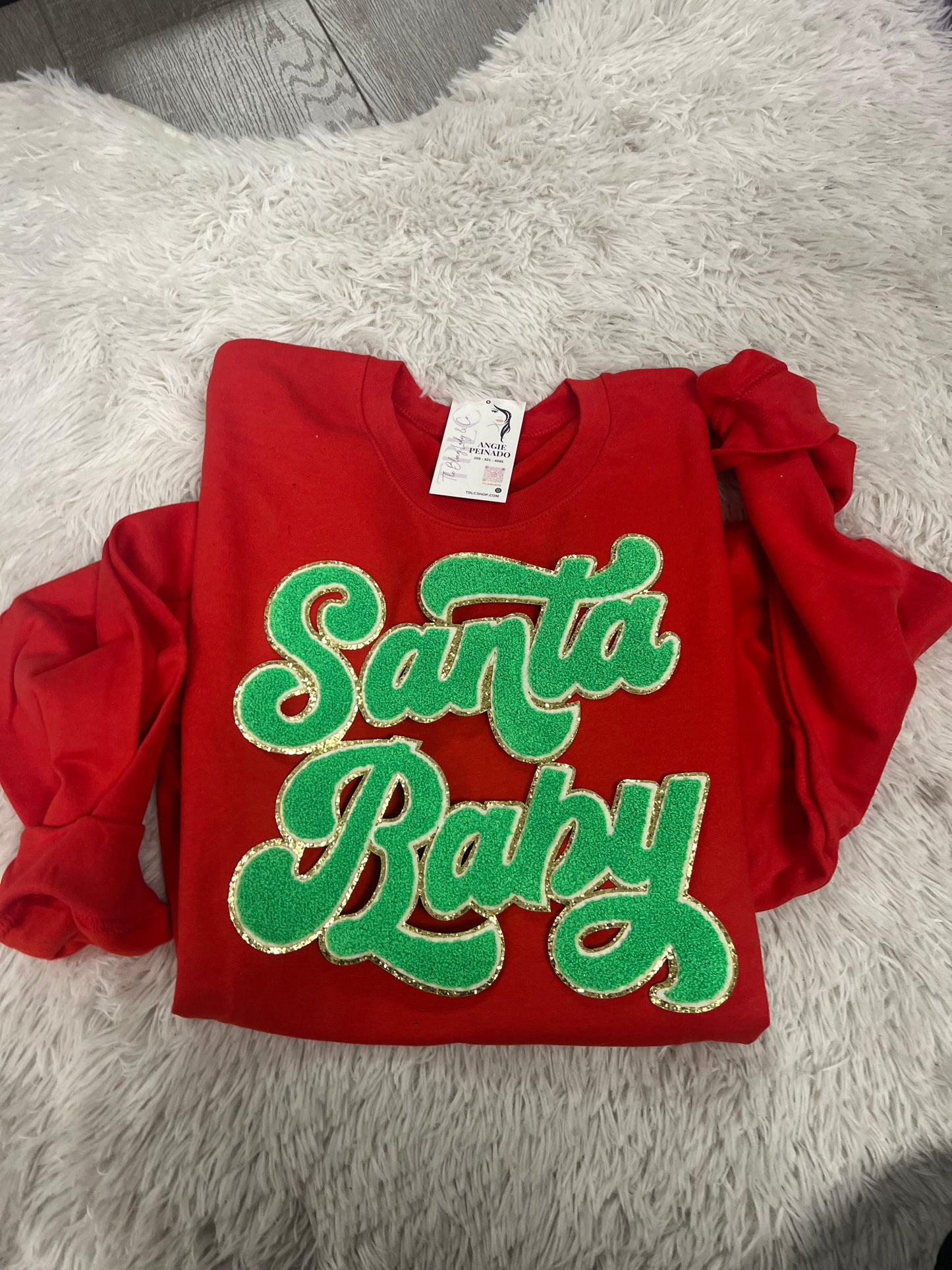 Santa Baby red w/ green Patch Sweatshirt