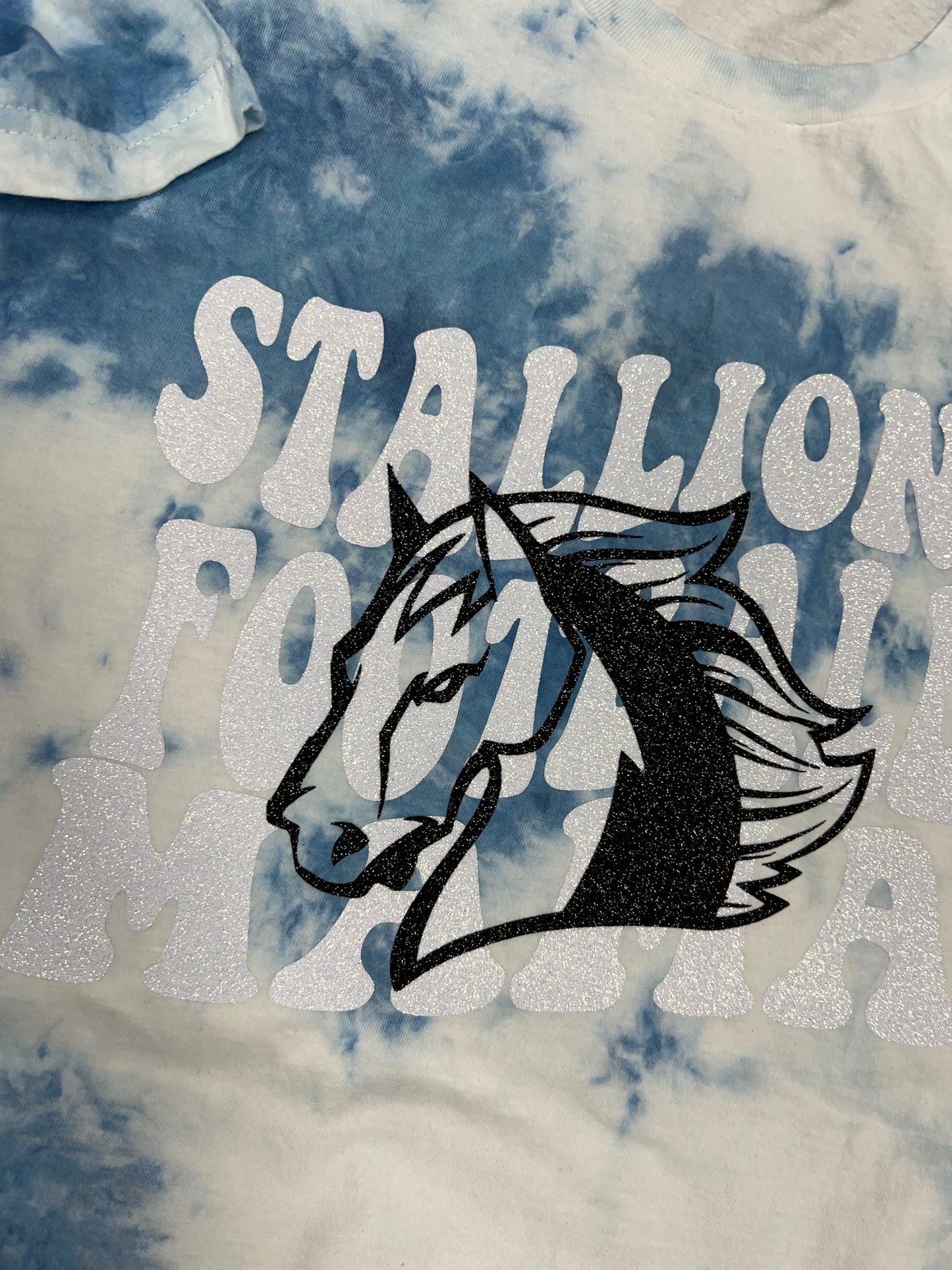 MH STALLIONS FOOTBALL MAMA GLITTER TIE DYE