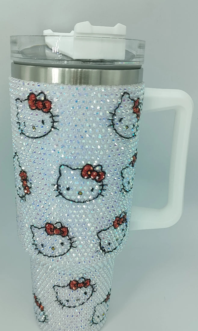 White AB kitty’s bling 40oz