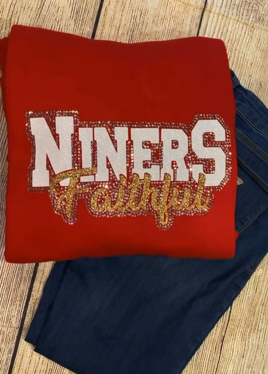Red faithful Bling crewneck sweatshirt