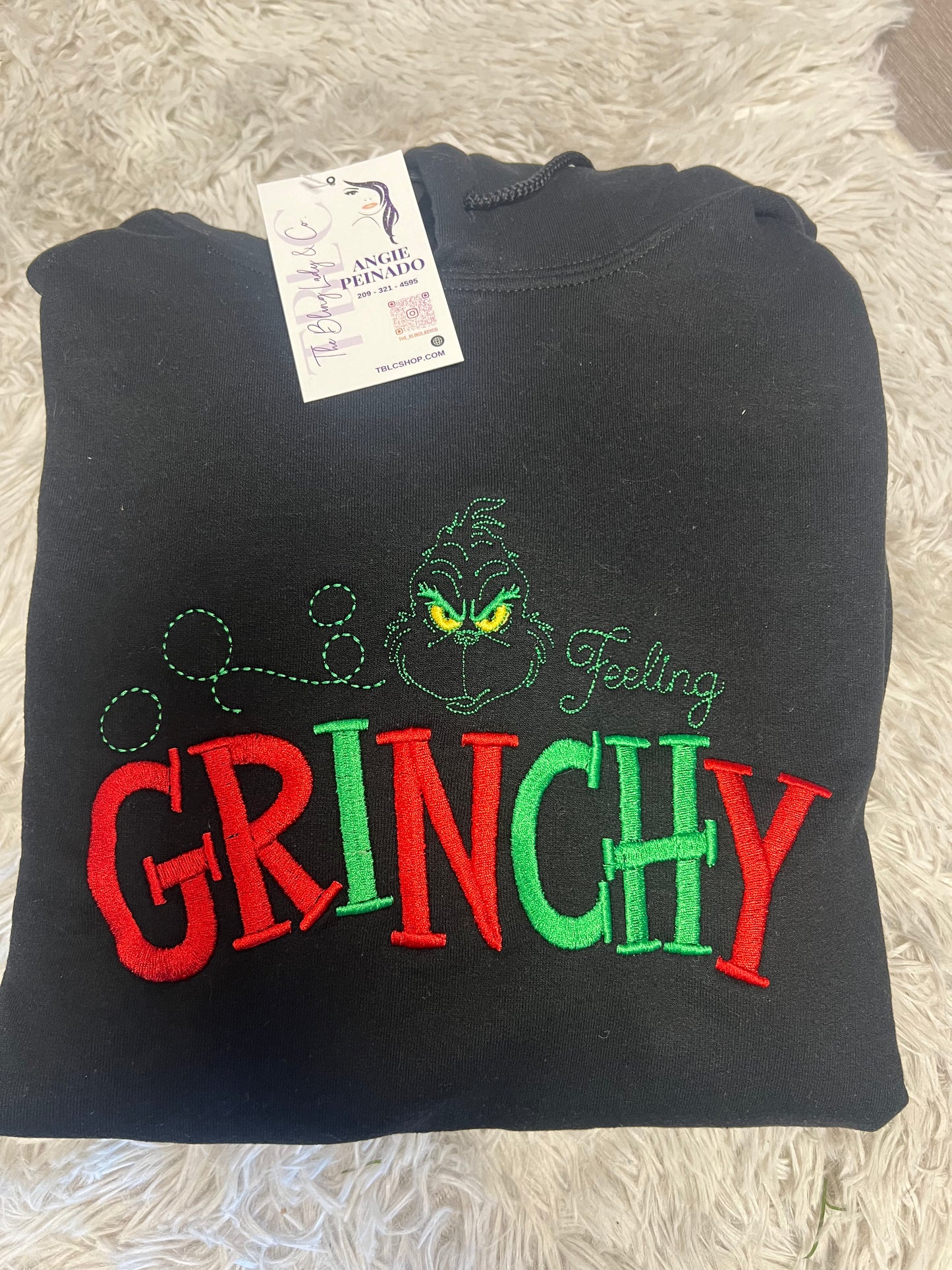 Grinchy Embroidered Hoodie or Sweatshirt