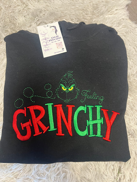Grinchy Embroidered Hoodie or Sweatshirt