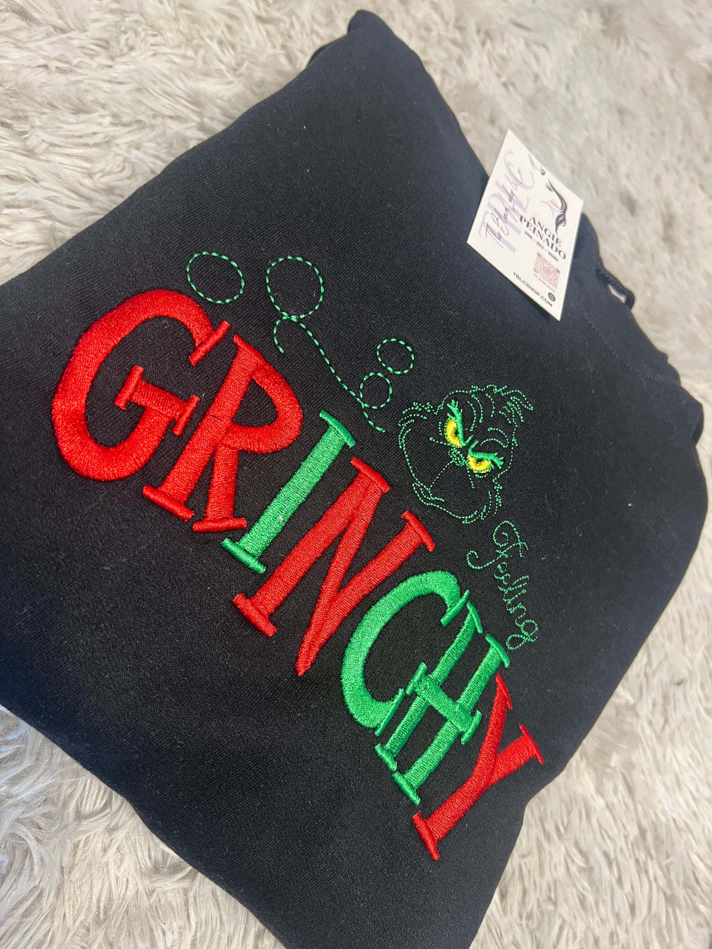 Grinchy Embroidered Hoodie or Sweatshirt