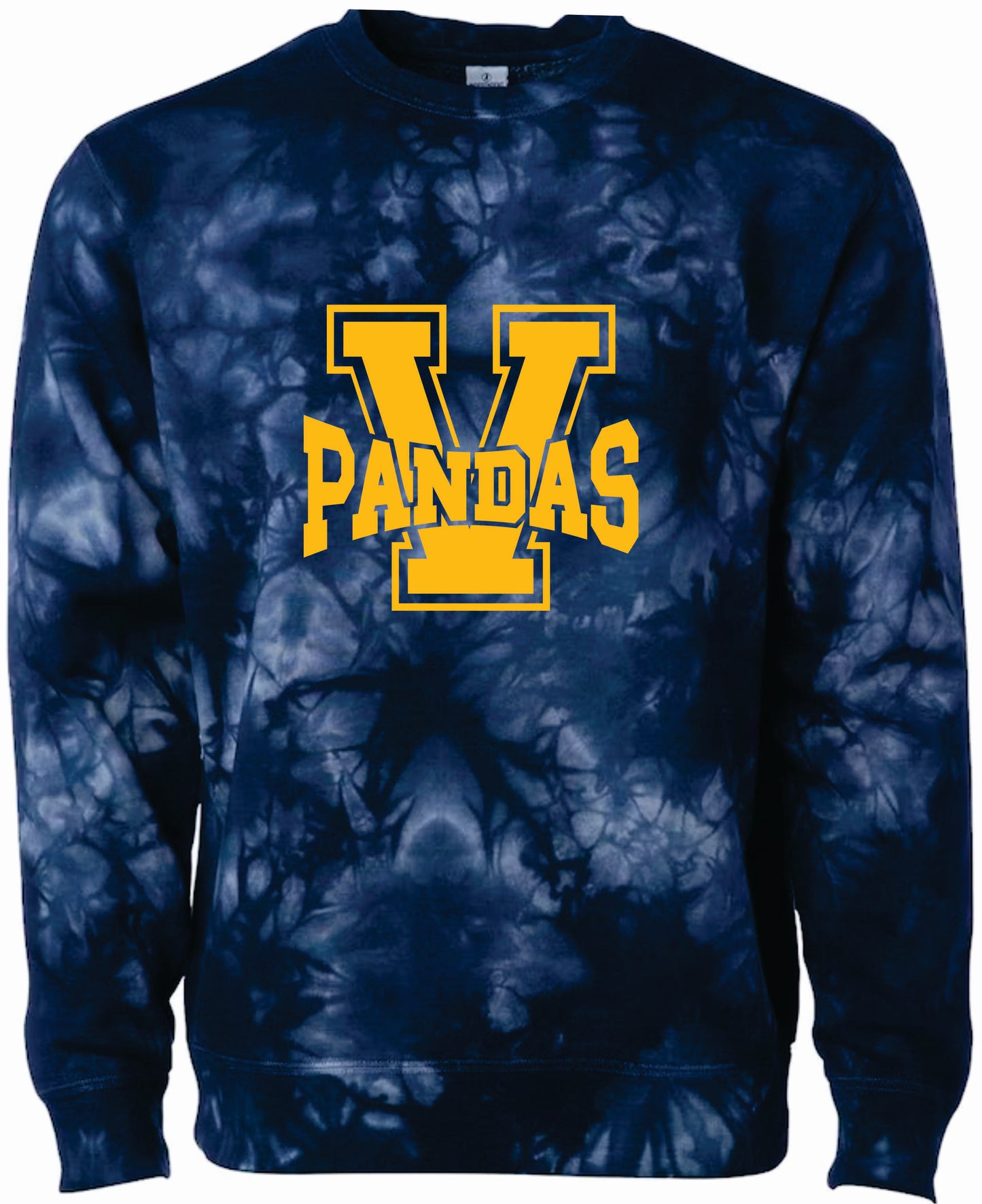 VILLALOVOZ VARSITY PANDAS BLUE TIE DYE CREW SWEATSHIRT
