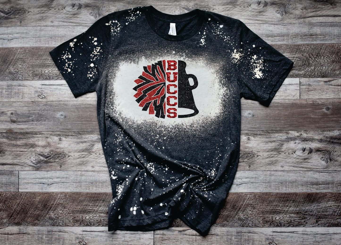 Tracy Buccs Dark Hthr Bleached Cheer Tee