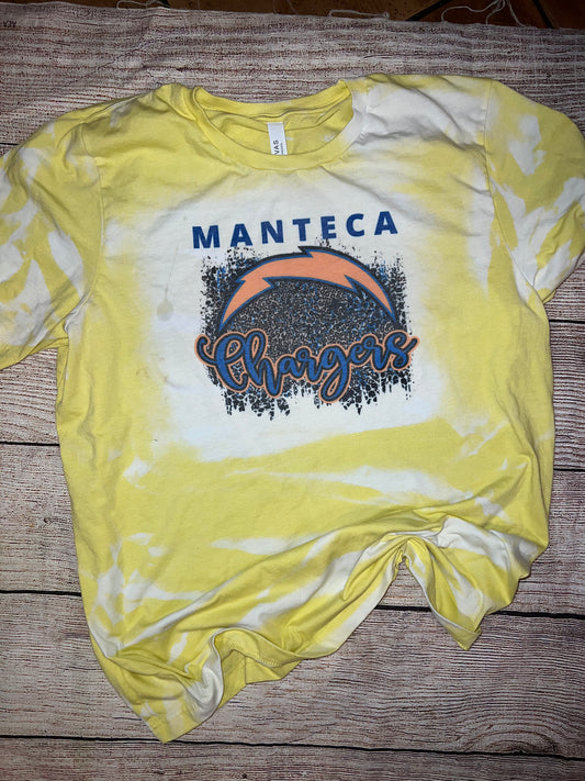 MC LOGO YELLOW CHEETAH BLEACHED TEE