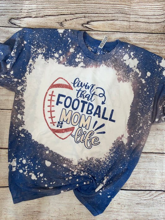 MC footballmom life Bleached Tee