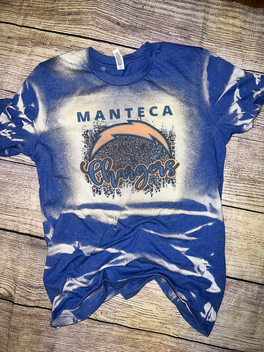 MC LOGO BLUE CHEETAH BLEACHED TEE