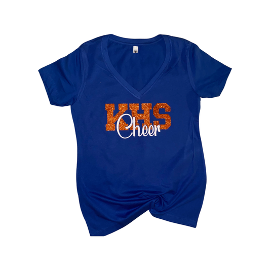 KHS Cheer v neck glitter  Tee