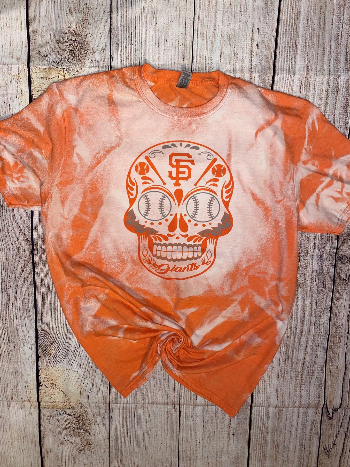 Baseball Sugar Skull Bleached T-Shirt