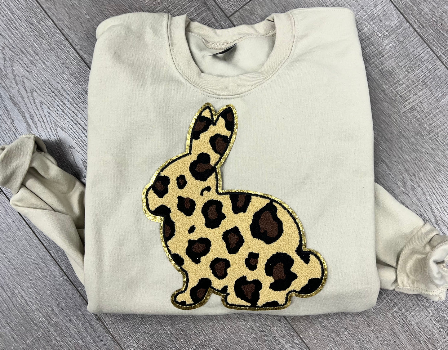 Cheetah Bunny Chenille Patch sweatshirt