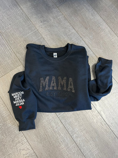 Mama Est glitter embroidered crew sweatshirt