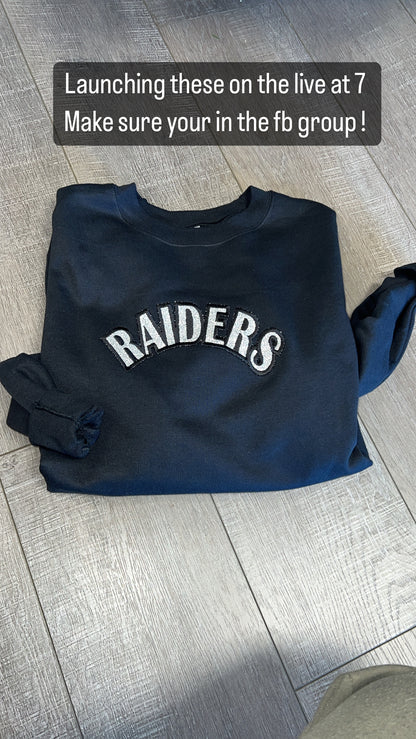 Raiders  glitter embroidered crew sweatshirt