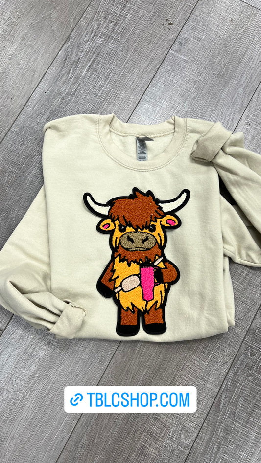 Boujee heifer chenille patch sweatshirt