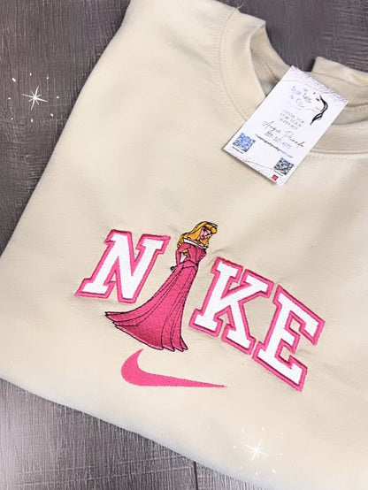 CHARACTER Aurora PINK  embroidered crew sweatshirt