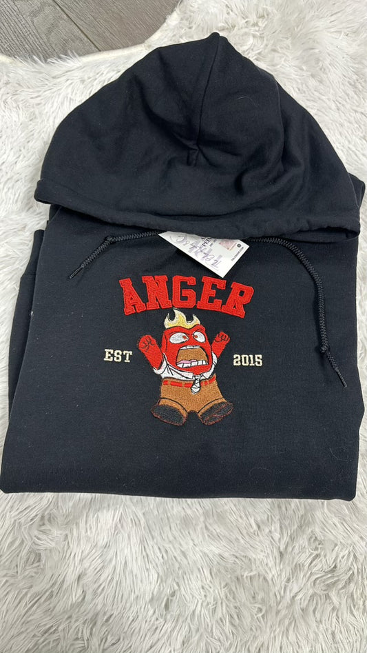 Anger embroidered hoodie