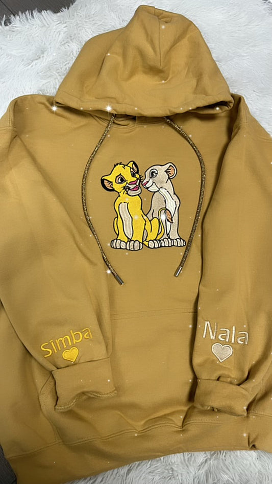 Simba and Nala embroidered hoodie