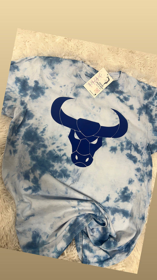 Bull tie dye puff tee