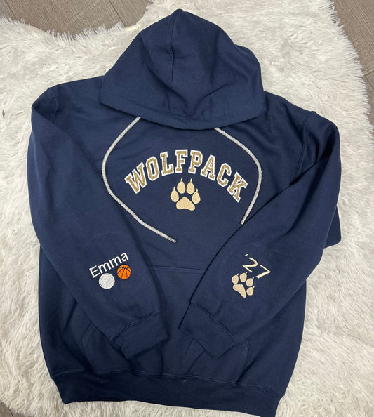 Wolfpack Spirit Hoodie embroidered