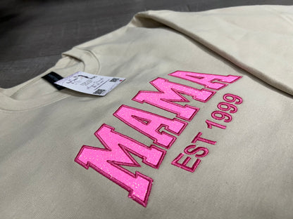 Mama Est glitter embroidered crew sweatshirt