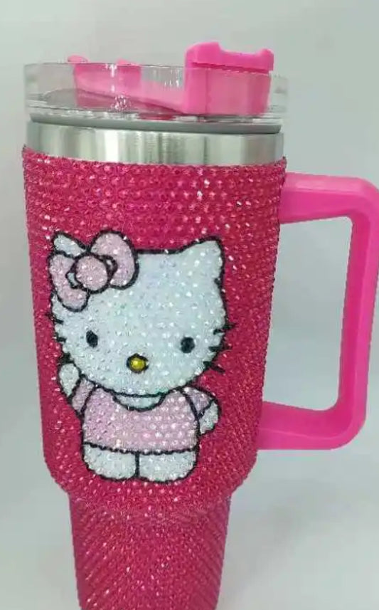 Hot pink kitty bling 40oz