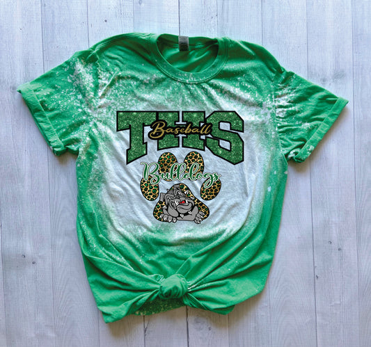 THS Baseball Bulldogs Cheetah Bleach Tee