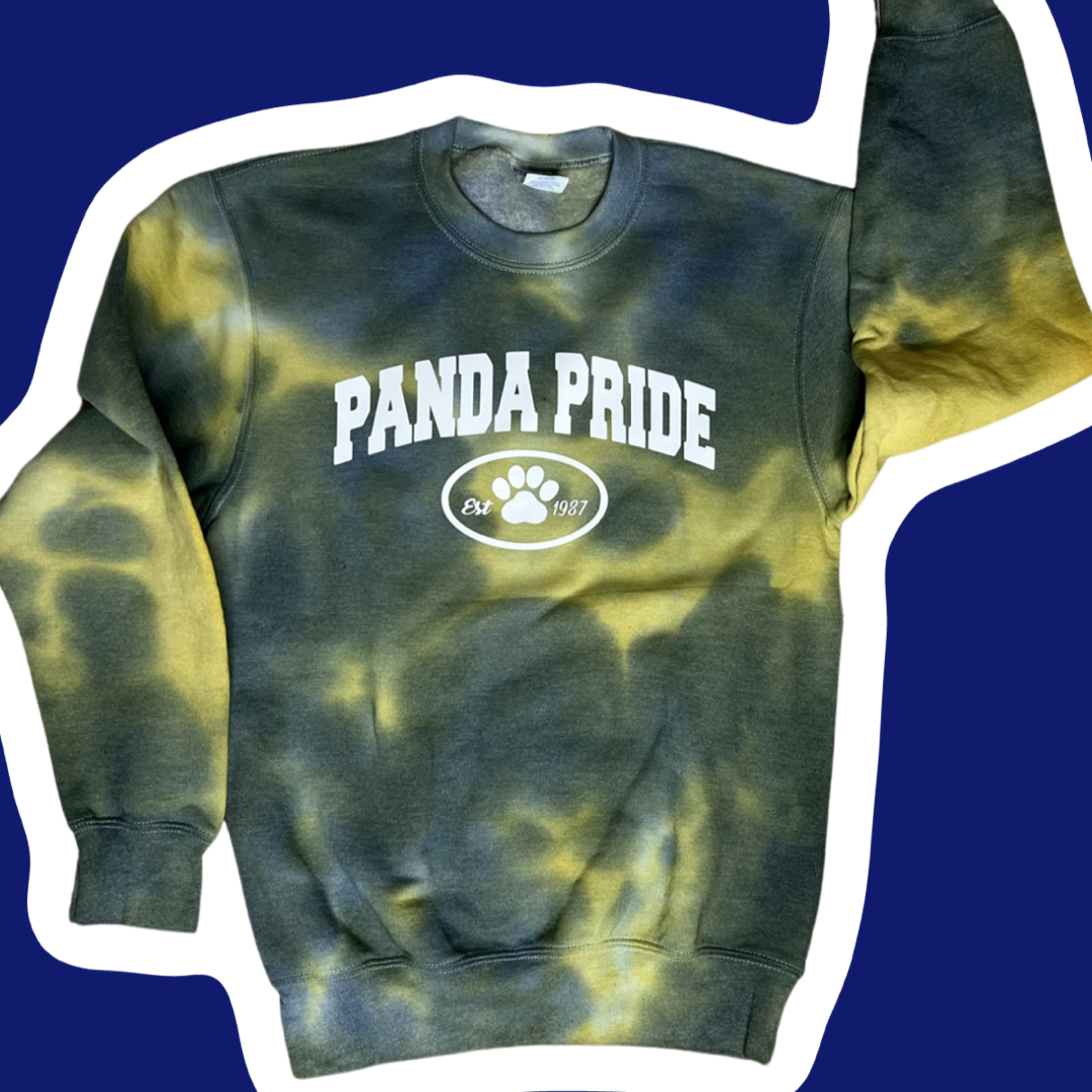 VILLALOVOZ VARSITY PANDAS TIE DYE CREW SWEATSHIRT