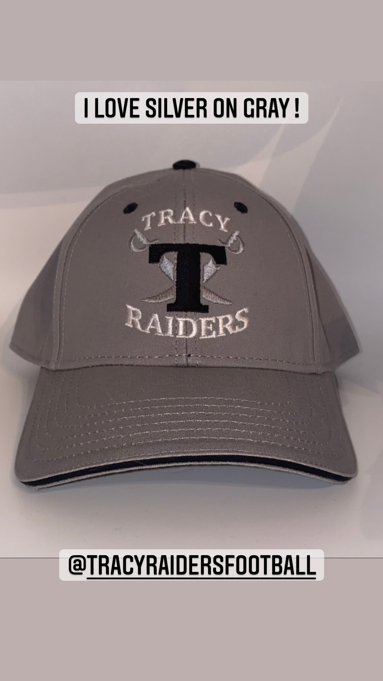 Tracy Raiders Gray embroidered logo hat